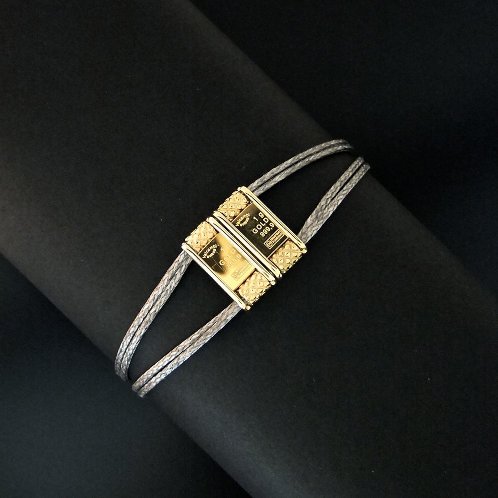 Herre armbånd i 14 kt. guld med 2 stk 1 grams 24 karat ...