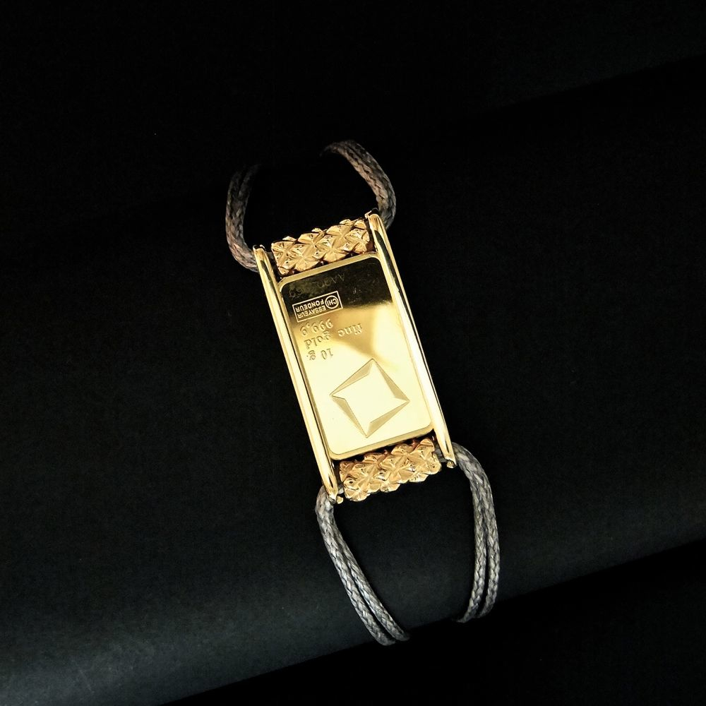 Herre armbånd i 14 kt. guld med 10,0 grams 24 karat investeringsguldbarre